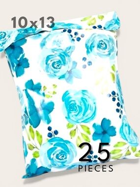 10x13 Polymailers 25 Pack Blue Flower Shipping Bags Boutique Mailers